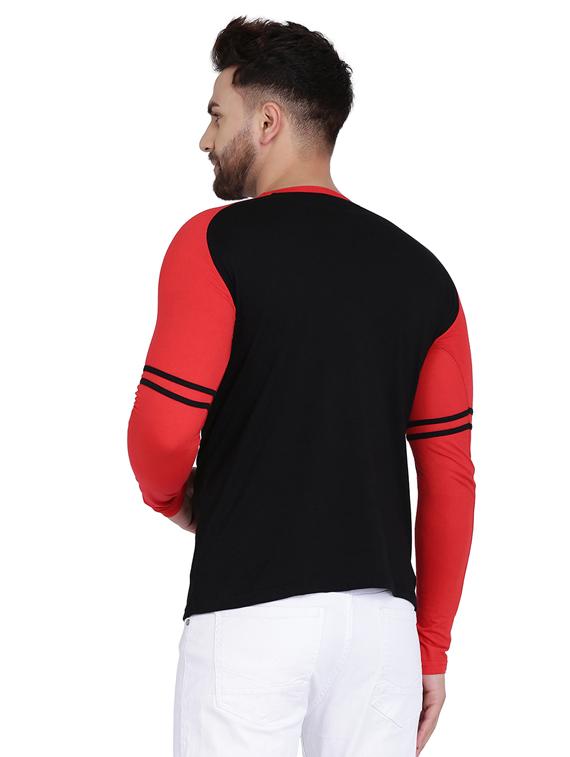 red color block raglan t-shirt - 17239534 - Zoom Image - 3