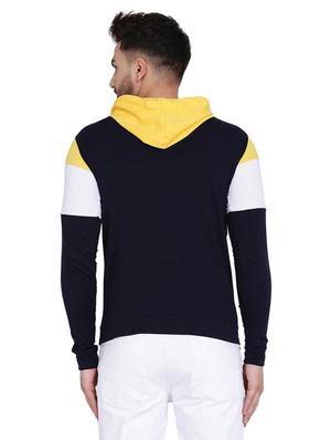yellow color block cut & sew hooded t-shirt - 17239541 - Standard Image - 3