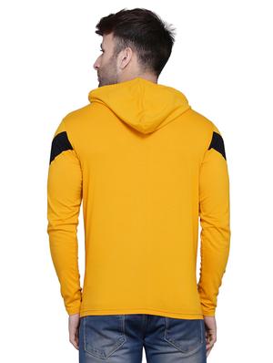 yellow color block cut & sew hooded t-shirt - 17239547 - Standard Image - 3