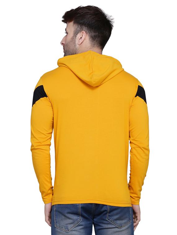 yellow color block cut & sew hooded t-shirt - 17239547 - Zoom Image - 3