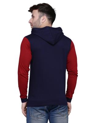 navy blue color block cut & sew hooded t-shirt - 17239560 - Standard Image - 3