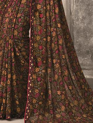 floral printed saree with blouse - 17239819 - Standard Image - 2