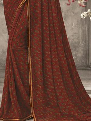 floral printed saree with blouse - 17239823 - Standard Image - 2