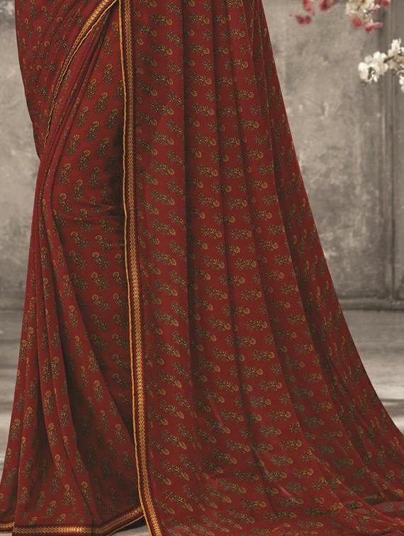 floral printed saree with blouse - 17239823 - Zoom Image - 2
