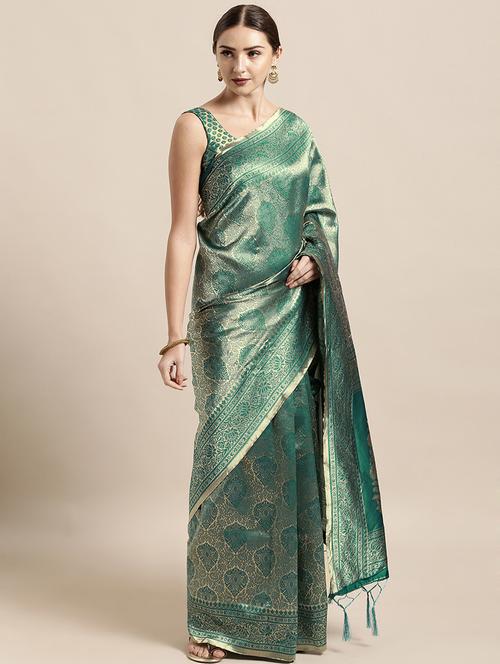 self design banarasi saree with blouse - 17239860 - Standard Image - 1