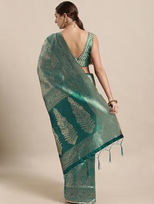 self design banarasi saree with blouse - 17239860 - Standard Image - 2