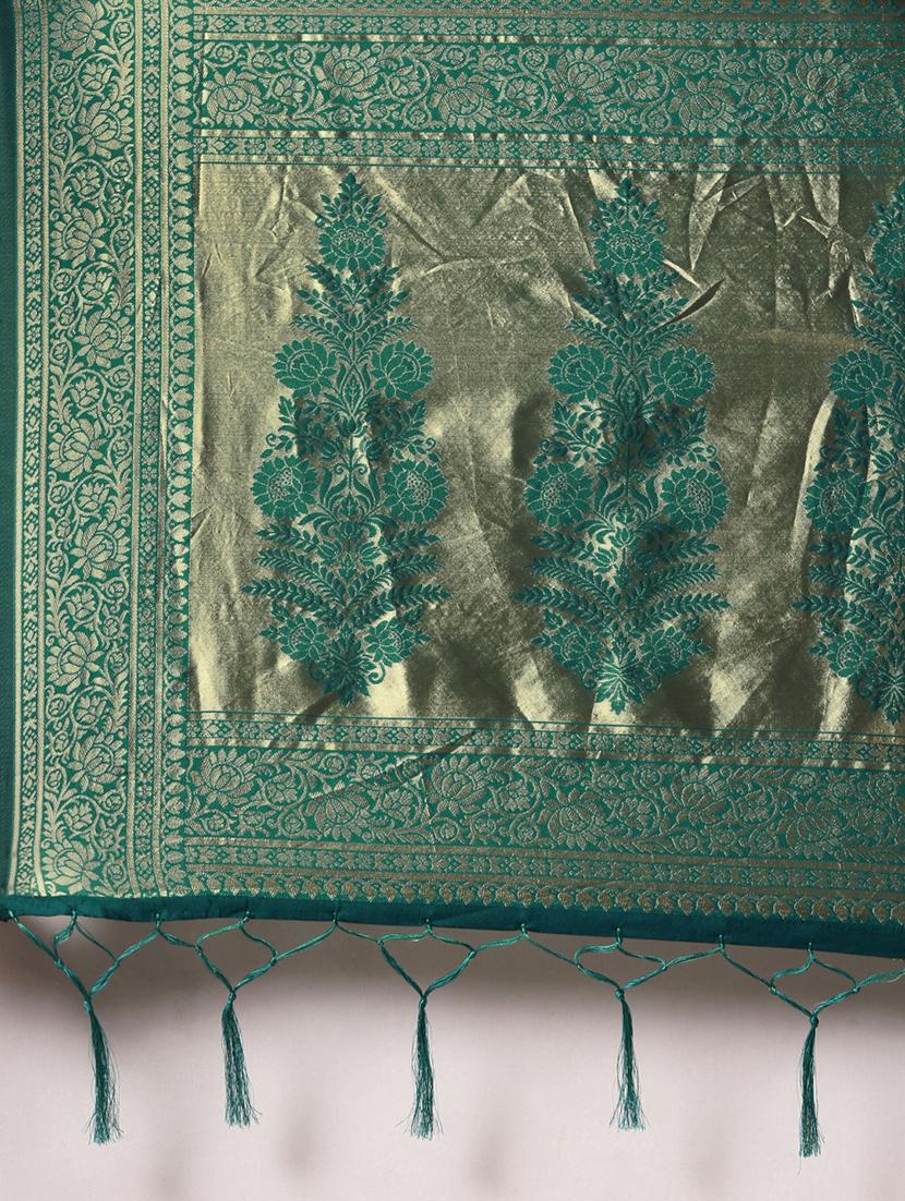 self design banarasi saree with blouse - 17239860 - Zoom Image - 4