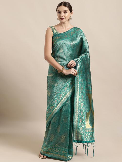 self design banarasi saree with blouse - 17239866 - Standard Image - 1