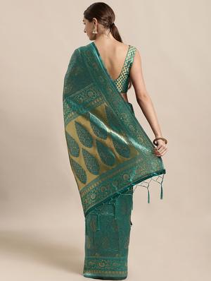 self design banarasi saree with blouse - 17239866 - Standard Image - 2