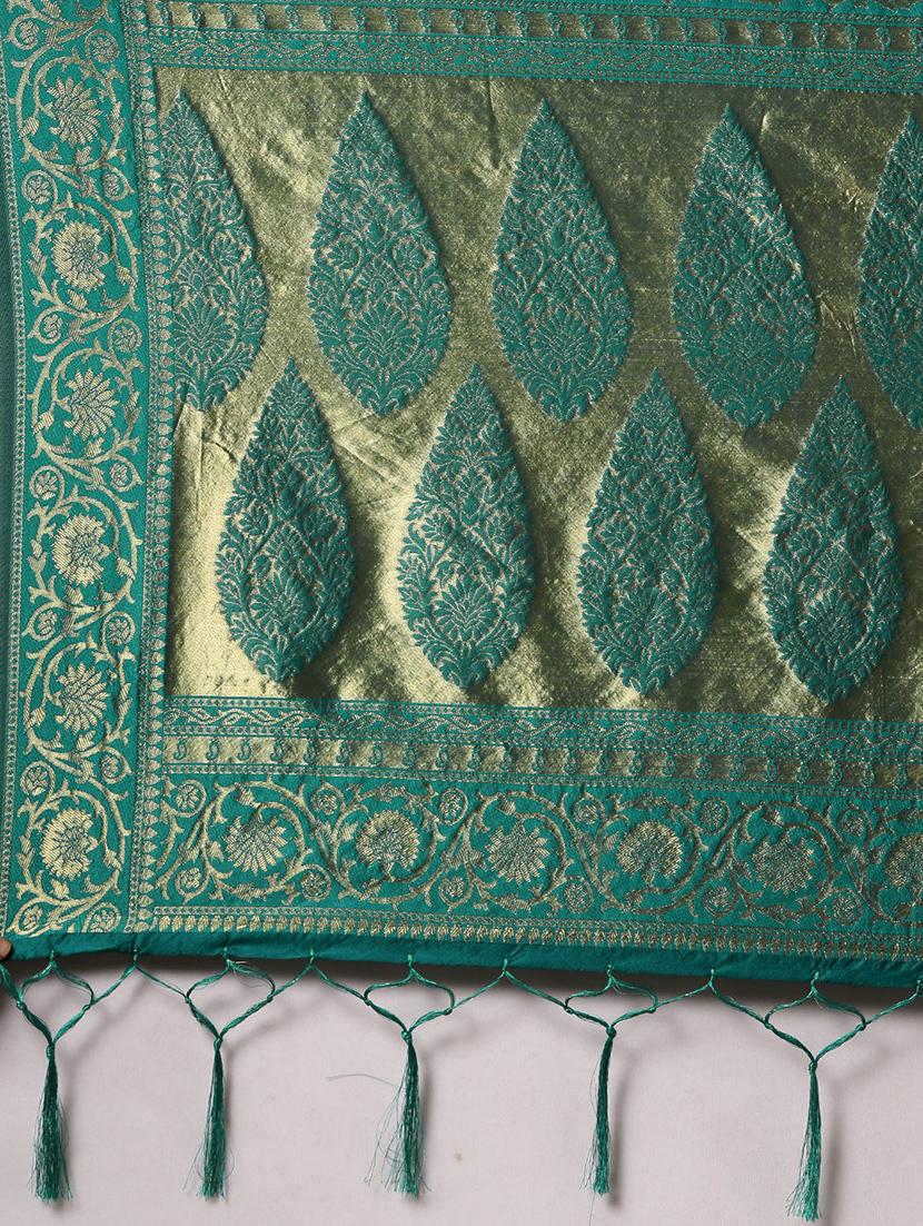 self design banarasi saree with blouse - 17239866 - Zoom Image - 4