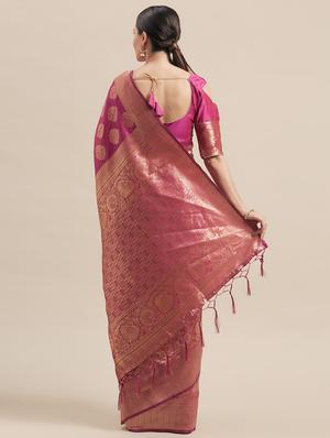 self design banarasi saree with blouse - 17239882 - Standard Image - 2