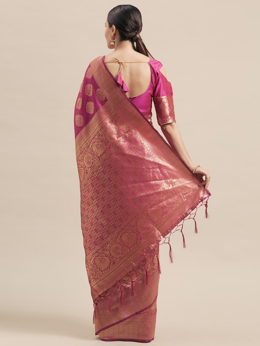 self design banarasi saree with blouse - 17239882 - Zoom Image - 2