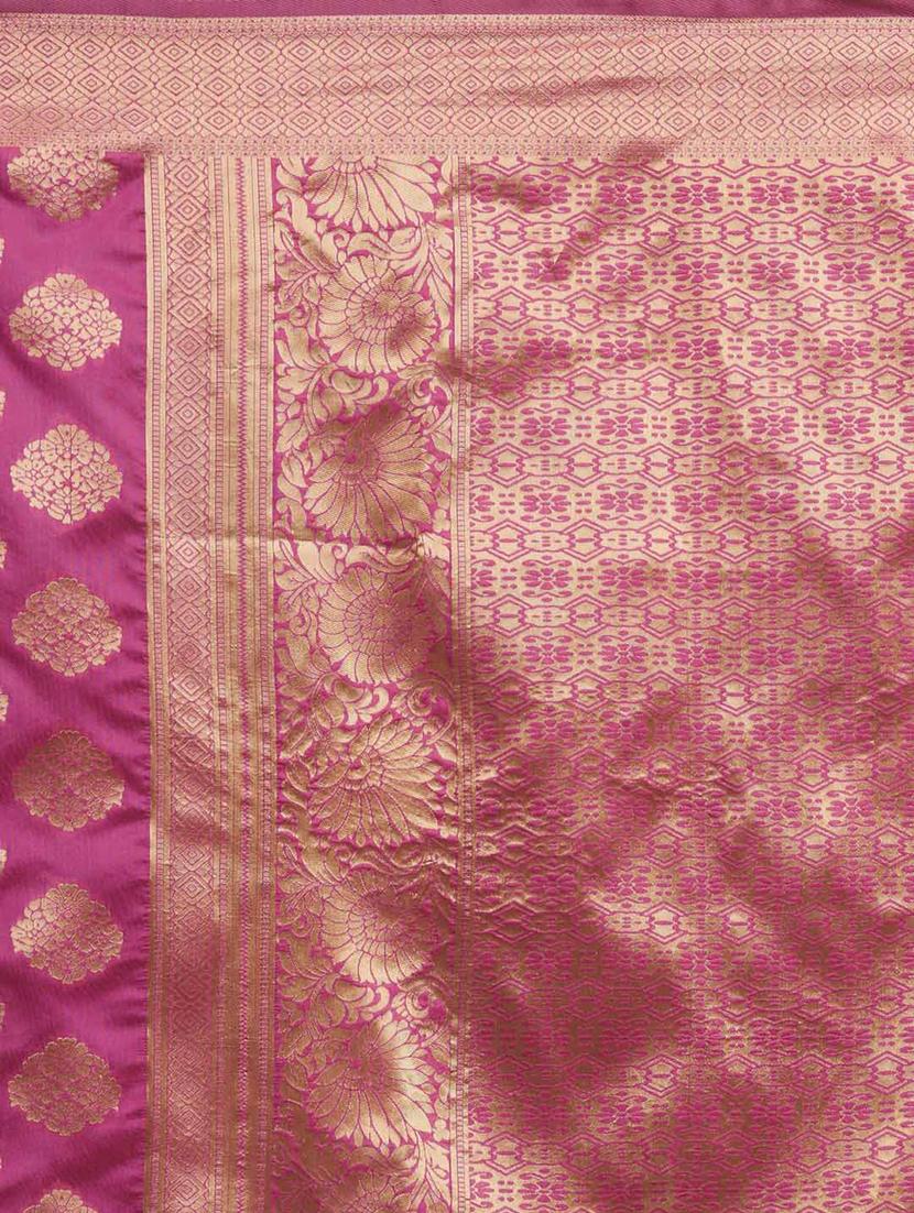 self design banarasi saree with blouse - 17239882 - Zoom Image - 5