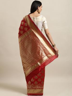 self design banarasi saree with blouse - 17239889 - Standard Image - 2