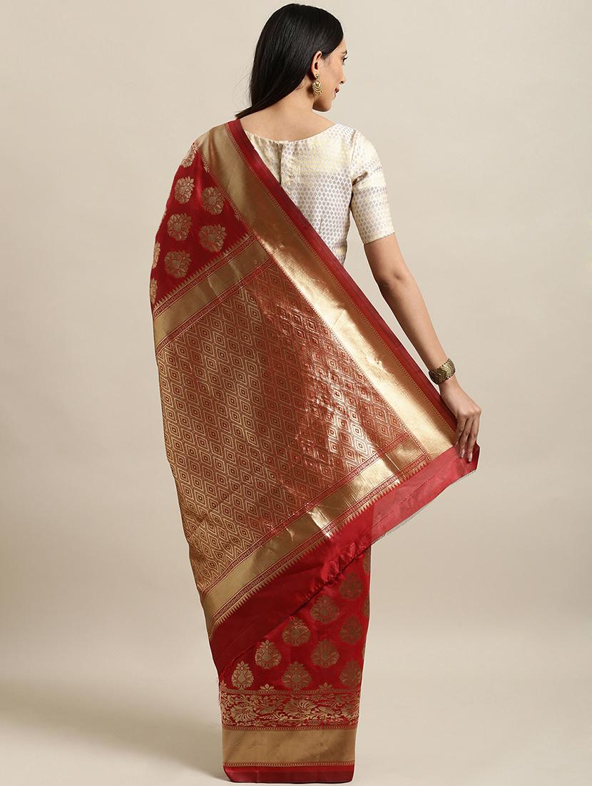 self design banarasi saree with blouse - 17239889 - Zoom Image - 2