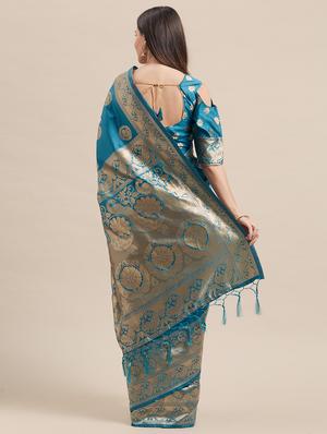 self design banarasi saree with blouse - 17239911 - Standard Image - 2