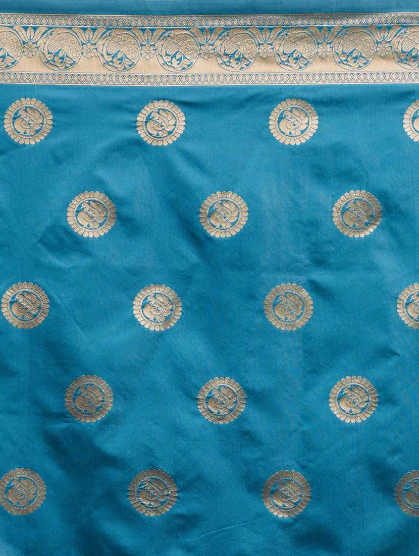 self design banarasi saree with blouse - 17239911 - Zoom Image - 4