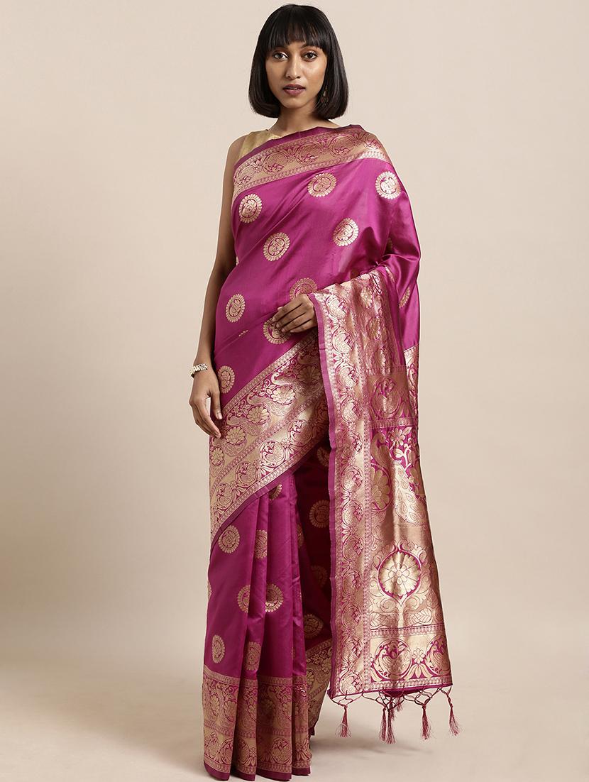 self design banarasi saree with blouse - 17239912 - Zoom Image - 1