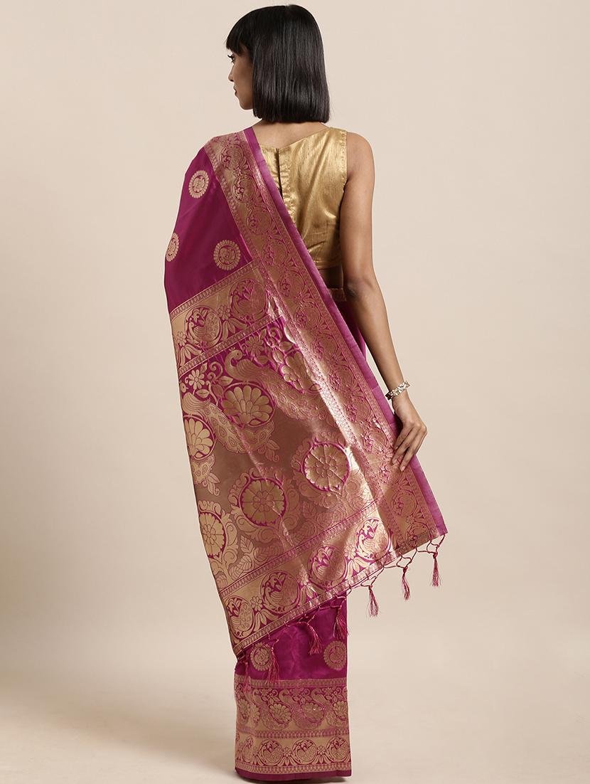 self design banarasi saree with blouse - 17239912 - Zoom Image - 2