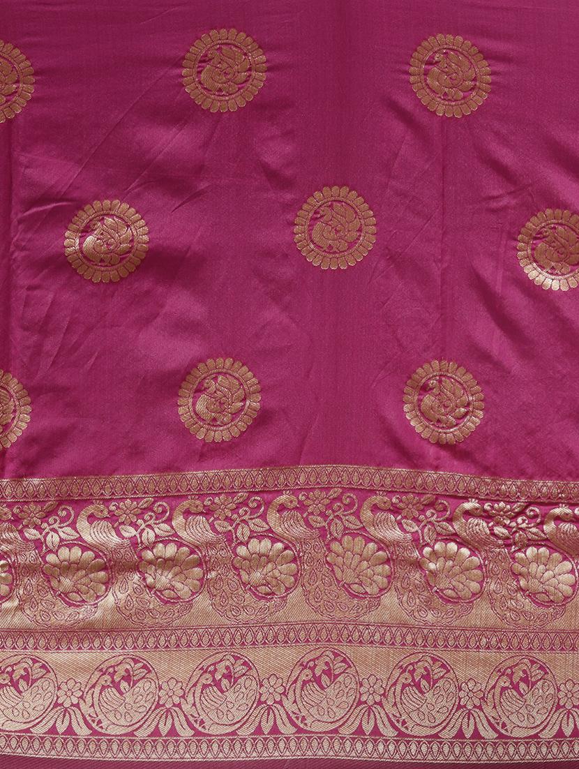self design banarasi saree with blouse - 17239912 - Zoom Image - 5