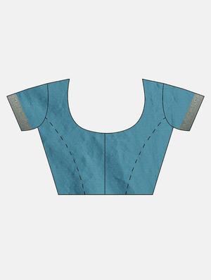 sky blue silk blend banarasi saree with blouse - 17239920 - Standard Image - 3
