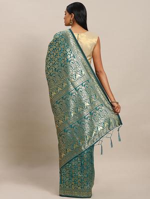 self design banarasi saree with blouse - 17239931 - Standard Image - 2