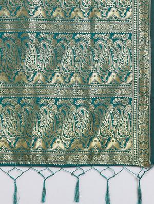 self design banarasi saree with blouse - 17239931 - Standard Image - 4