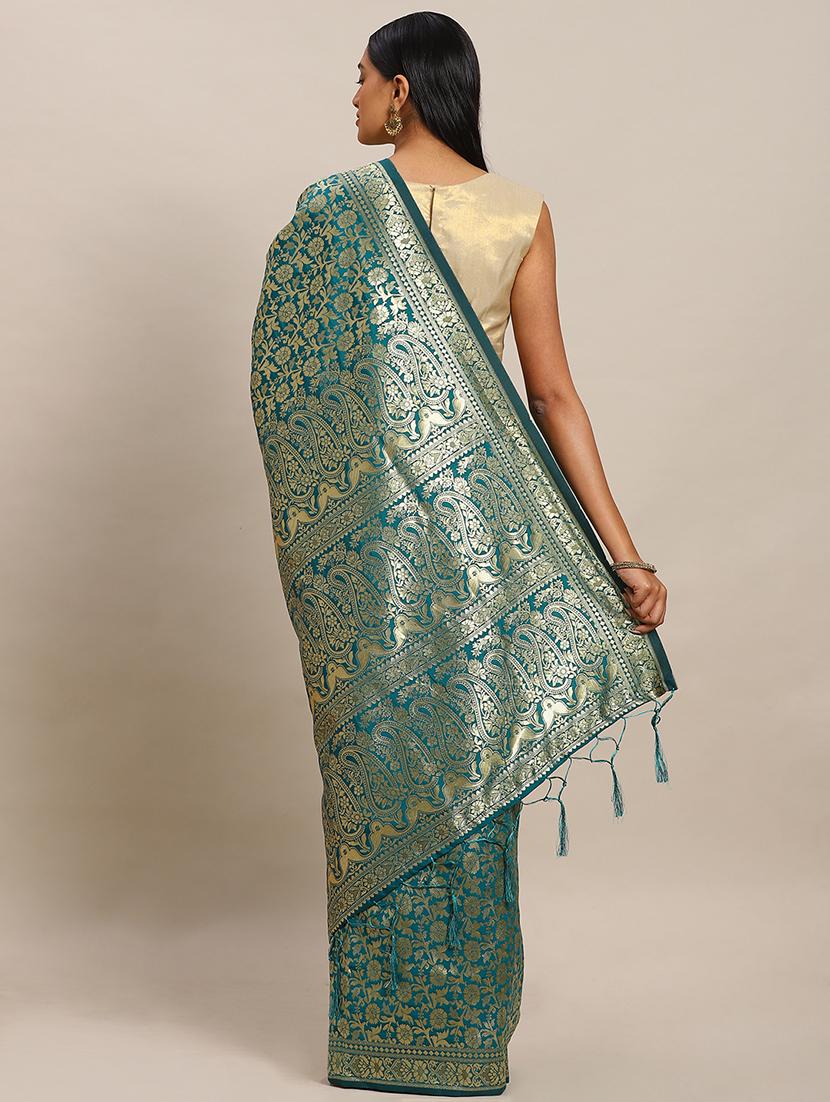 self design banarasi saree with blouse - 17239931 - Zoom Image - 2