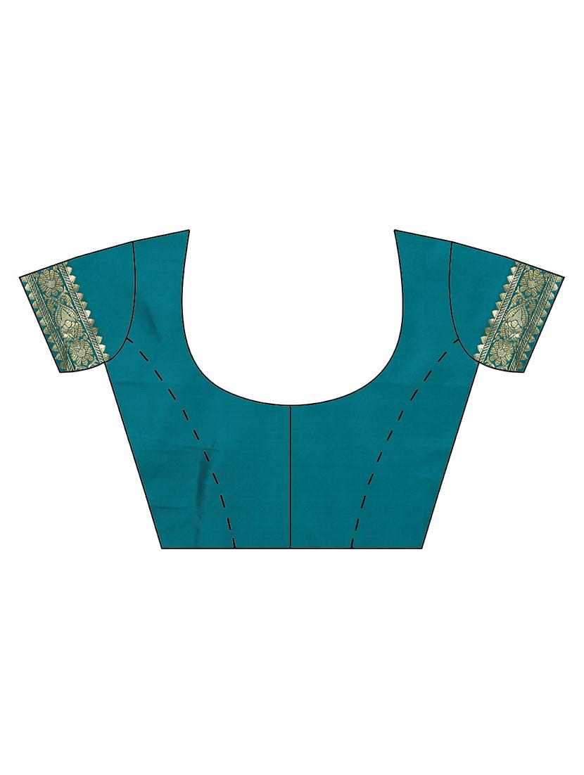 self design banarasi saree with blouse - 17239931 - Zoom Image - 3
