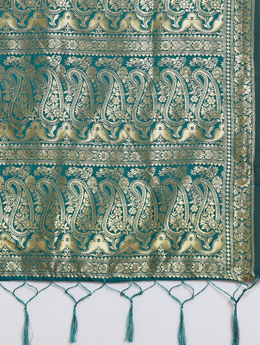 self design banarasi saree with blouse - 17239931 - Zoom Image - 4
