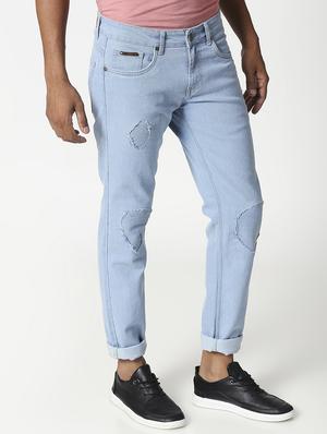 light blue patched denim jeans - 17240422 - Standard Image - 2