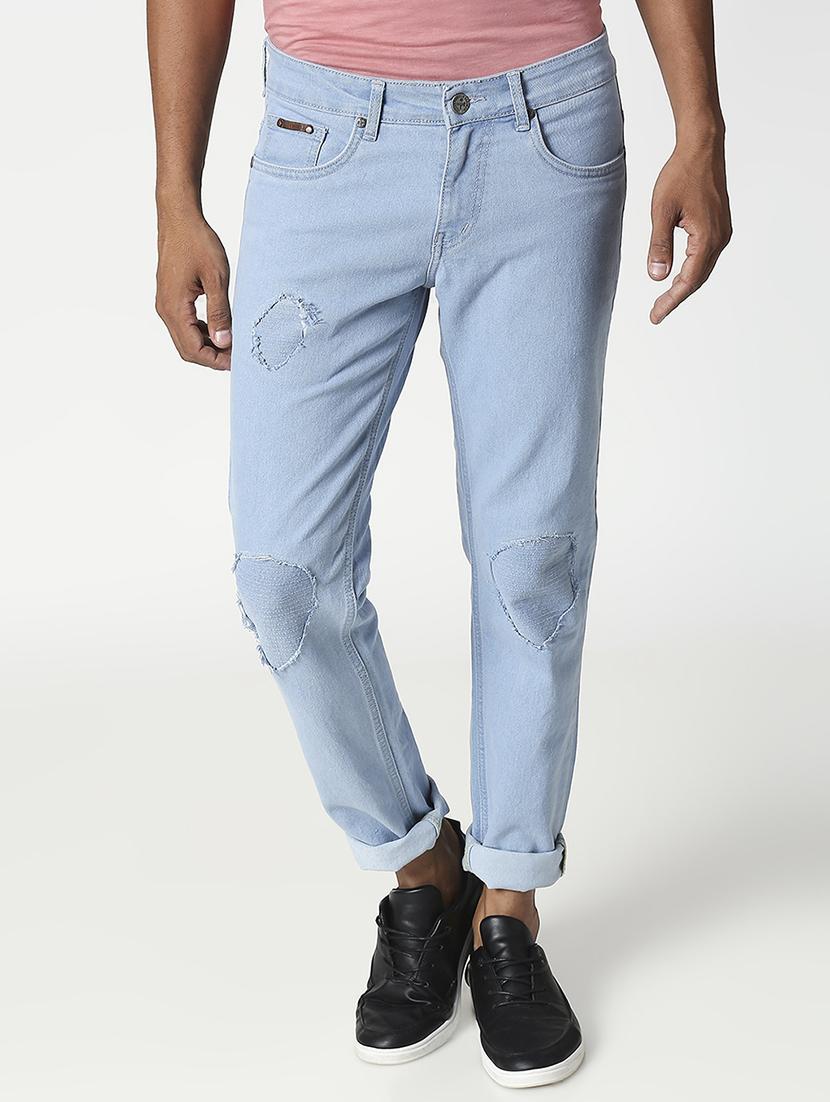 light blue patched denim jeans - 17240422 - Zoom Image - 1
