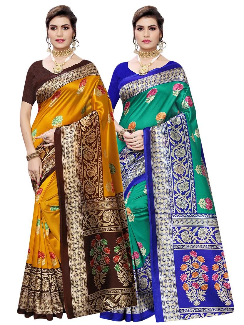 set of 2 pcs saree with blouse - 17240524 - Zoom Image - 1