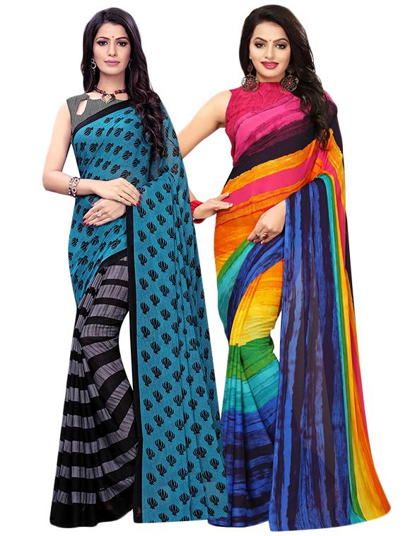 set of 2 pcs saree with blouse - 17240540 - Zoom Image - 1