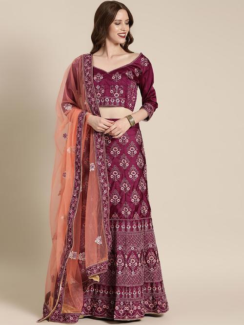 embroidered flared unstitched lehenga - 17240589 - Standard Image - 1