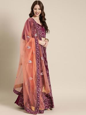 embroidered flared unstitched lehenga - 17240589 - Standard Image - 2