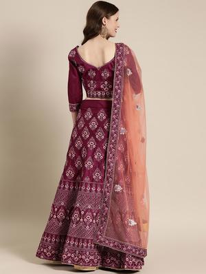 embroidered flared unstitched lehenga - 17240589 - Standard Image - 3