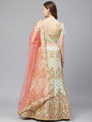 embroidered flared unstitched lehenga - 17240595 - Standard Image - 4