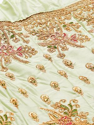 embroidered flared unstitched lehenga - 17240595 - Standard Image - 9