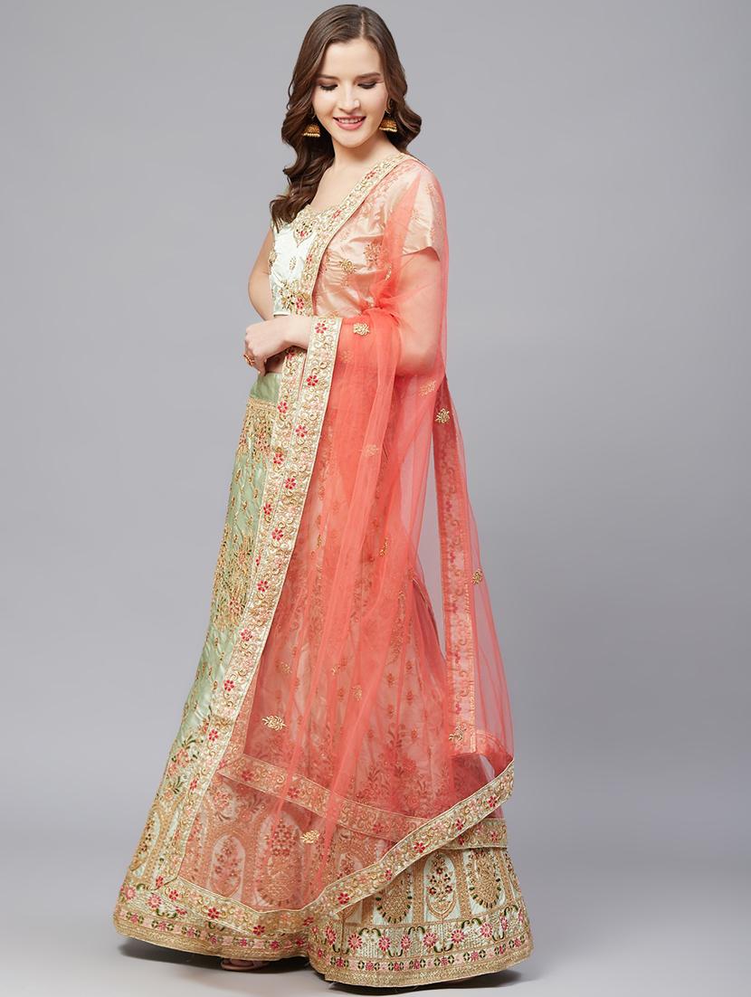 embroidered flared unstitched lehenga - 17240595 - Zoom Image - 2