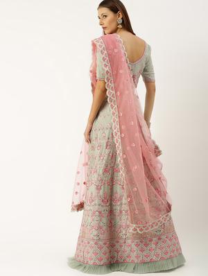 embroidered flared unstitched lehenga - 17240605 - Standard Image - 2