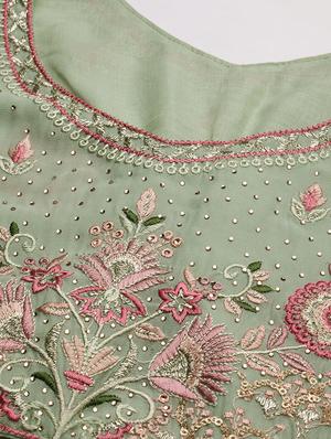 embroidered flared unstitched lehenga - 17240605 - Standard Image - 3