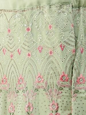 embroidered flared unstitched lehenga - 17240605 - Standard Image - 5