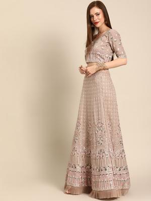 embroidered flared unstitched lehenga - 17240614 - Standard Image - 2