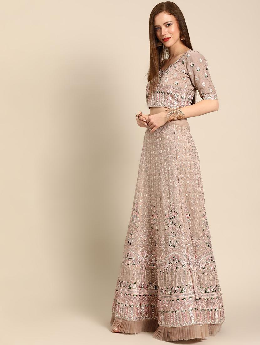 embroidered flared unstitched lehenga - 17240614 - Zoom Image - 2