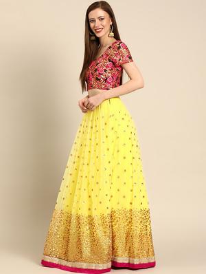 embroidered flared unstitched lehenga - 17240615 - Standard Image - 2