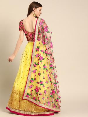 embroidered flared unstitched lehenga - 17240615 - Standard Image - 3