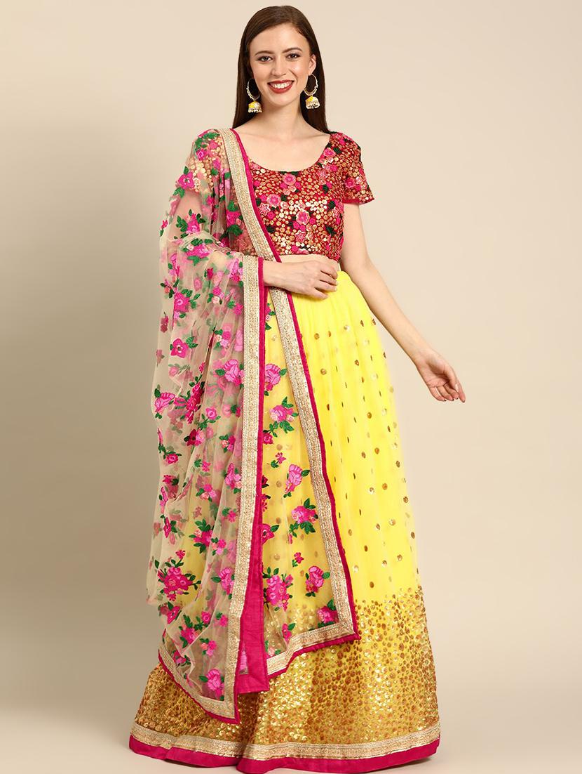 embroidered flared unstitched lehenga - 17240615 - Zoom Image - 1