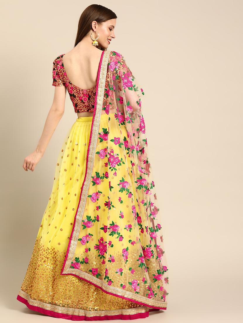 embroidered flared unstitched lehenga - 17240615 - Zoom Image - 3