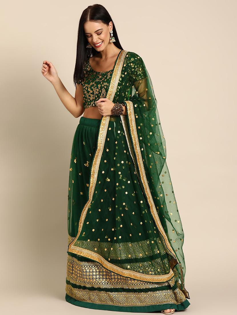 embroidered flared unstitched lehenga - 17240616 - Zoom Image - 1